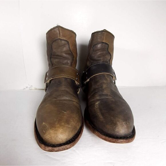 FREEBIRD BY STEVEN WOMEN'S SANTIAGO SIZE 6 Gray ANKLE DISTRESSED HARNESS  BOOTS - Picture 3 of 14